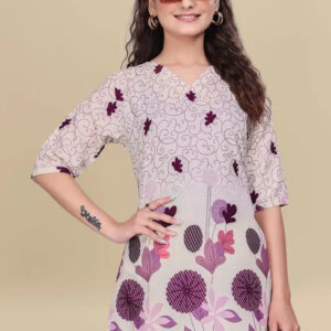 women’s purple floral printed ethnic co ord set | top and pant two piece co ord set for casual and festive wear