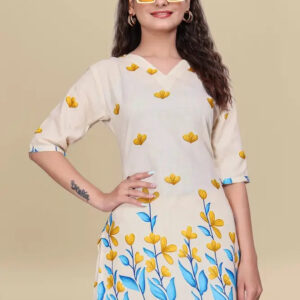 women’s yellow floral printed ethnic co ord set | top and pant two piece co ord set for casual and festive wear