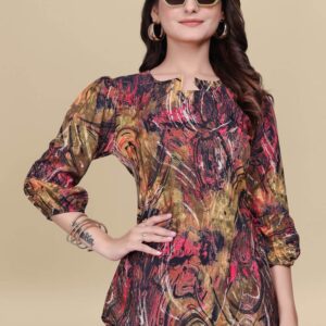 multi color abstract crepe tunic for women – casual & party wear