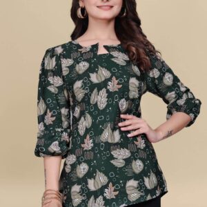 green abstract crepe tunic for women – casual & party wear
