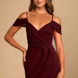 zelzis women maroon v neck strap dress