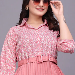 women crepe fit & flare dress for women – cowl neck, full sleeves, knee length