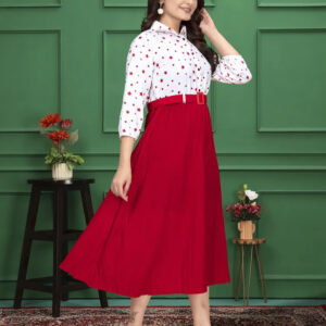 women crepe fit & flare dress for women – cowl neck, full sleeves, knee length