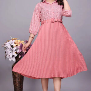 women crepe fit & flare dress for women – cowl neck, full sleeves, knee length
