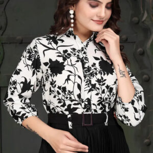 women crepe fit & flare dress for women – cowl neck, full sleeves, knee length