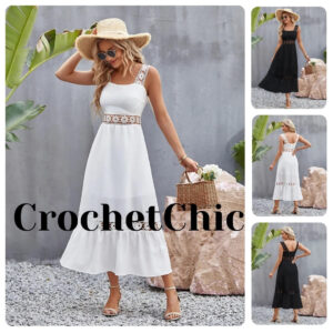crochet wide strap stylish maxi dress