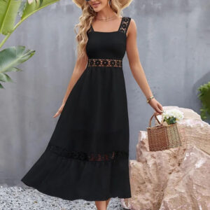 crochet wide strap stylish maxi dress