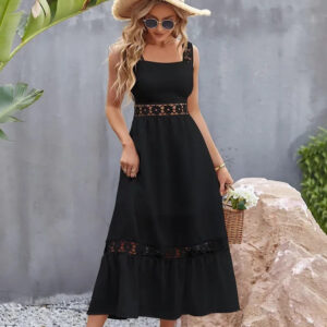 crochet wide strap stylish maxi dress