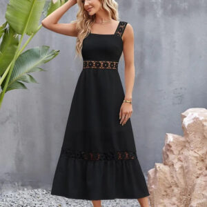 crochet wide strap stylish maxi dress