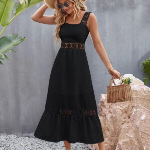 crochet wide strap stylish maxi dress