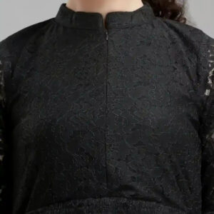 women's net top with inner – stylish bell sleeve, chain round neck, hip length