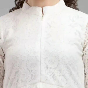 white women's net top with inner | bell sleeves | chain round neck | hip length | casual & party wear