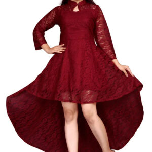 maroon up down midi maxi dress for women | perfect for office & casual wear