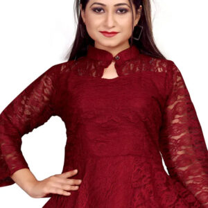 maroon up down midi maxi dress for women | perfect for office & casual wear