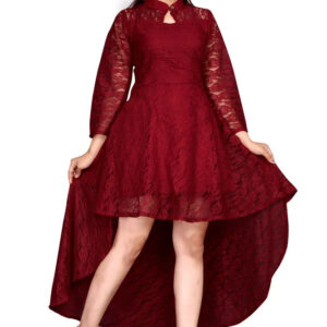 maroon up down midi maxi dress for women | perfect for office & casual wear
