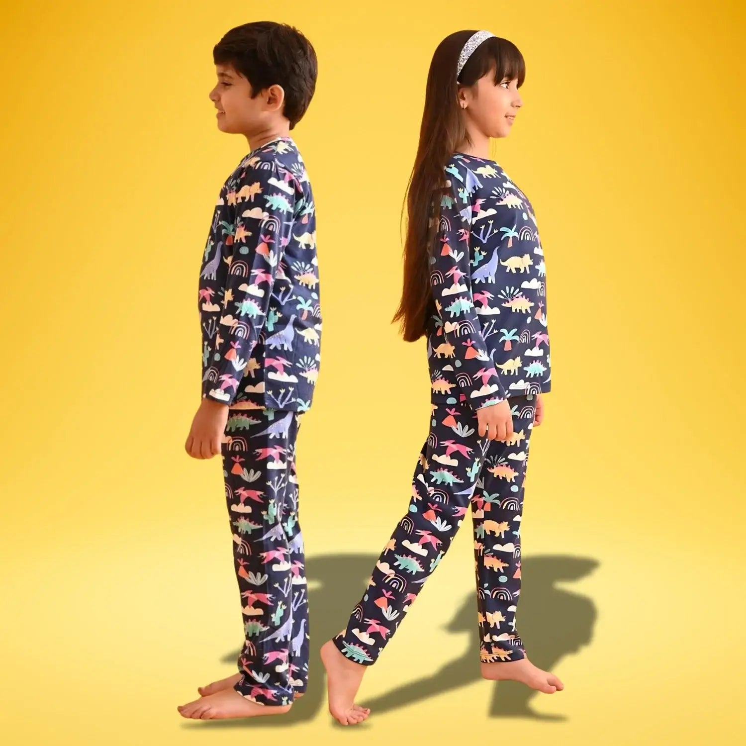 zelzis boys & girls blue cotton night suit combo t shirt & pants set – trendy daily & casual wear