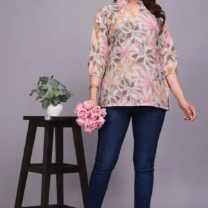 brown floral tunic – beautiful cotton top for women & girls