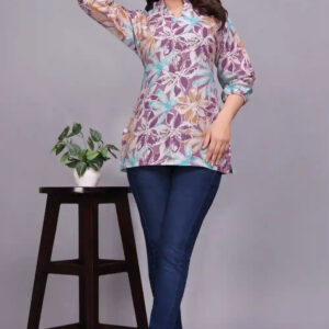 purple floral tunic – beautiful cotton top for women & girls