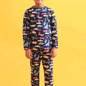 zelzis boys blue cotton t shirt & pants set trendy casual wear