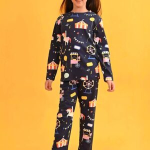 zelzis girls navy blue t shirt & pants set soft cotton