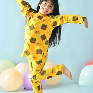 zelzis girls yellow regular t shirt & pants set soft cotton fabric for casual comfort