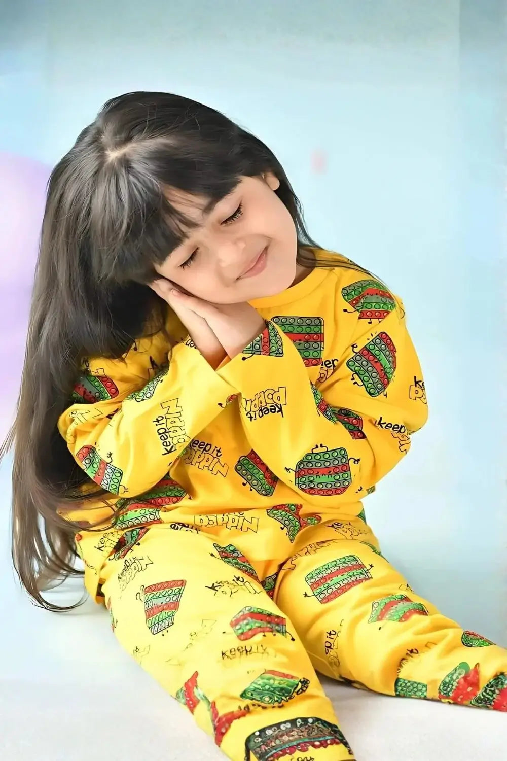 zelzis girls yellow regular t shirt & pants set soft cotton fabric for casual comfort