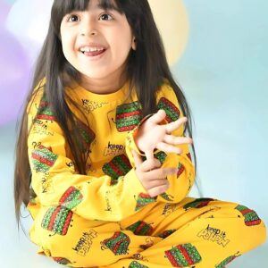 zelzis girls yellow regular t shirt & pants set soft cotton fabric for casual comfort
