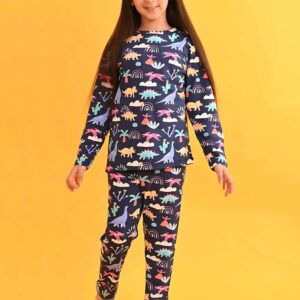zelzis girls blue regular t shirt & pants set soft cotton fabric