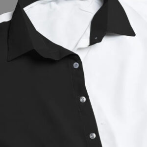 black pure cotton with inner colourblocks casual & party wear fit & flare dress with comfortable belt