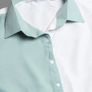 light green pure cotton with inner colourblocks casual & party wear fit & flare dress with comfortable belt