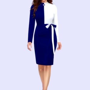 blue color block bodycon dress for women – casual & party wear