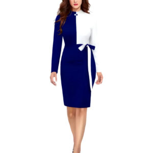 blue color block bodycon dress for women – casual & party wear