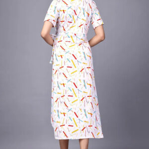 zelzis women multi abstract lines knee length dress | v neck polyester dress for colorful sticks pattern