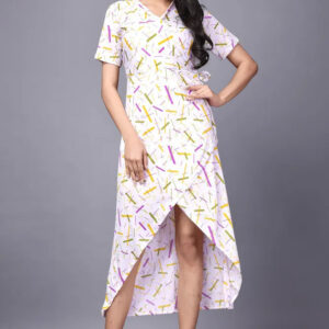 zelzis women multi abstract lines knee length dress | v neck polyester dress for colorful sticks pattern