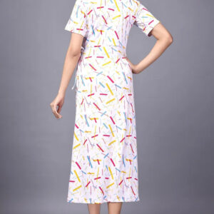 zelzis women multi abstract lines knee length dress | v neck polyester dress for colorful sticks pattern