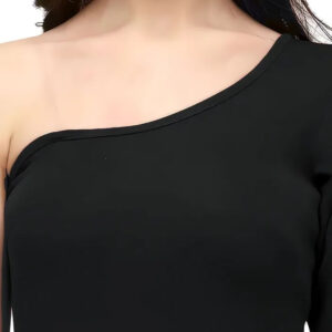 women one shoulder knee length bodycon dress