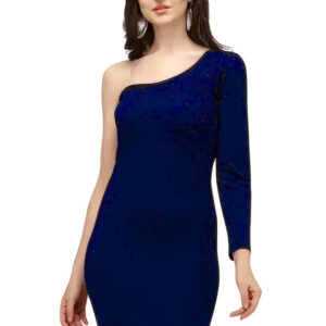 women one shoulder knee length bodycon dress