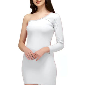 women one shoulder knee length bodycon dress
