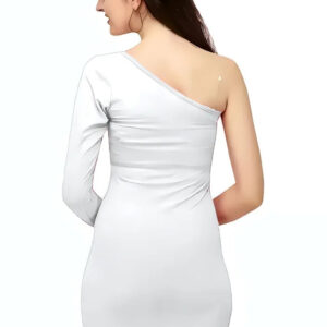 women one shoulder knee length bodycon dress