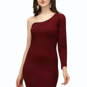 women one shoulder knee length bodycon dress
