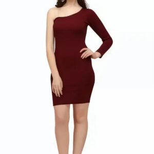 women one shoulder knee length bodycon dress
