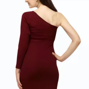 women one shoulder knee length bodycon dress