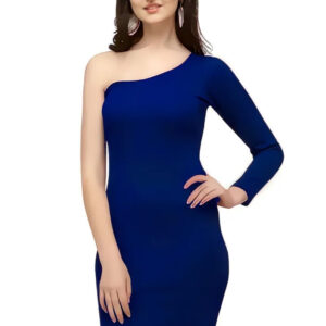 women one shoulder knee length bodycon dress