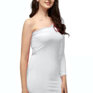 women one shoulder knee length bodycon dress