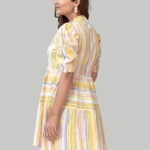 cotton striped dresses – puff sleeve knee length casual & partywear outfit