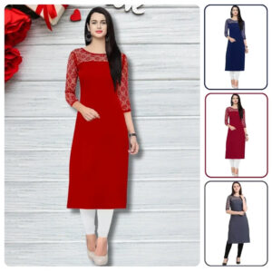 women classic a line straight daily wear crepe kurtis