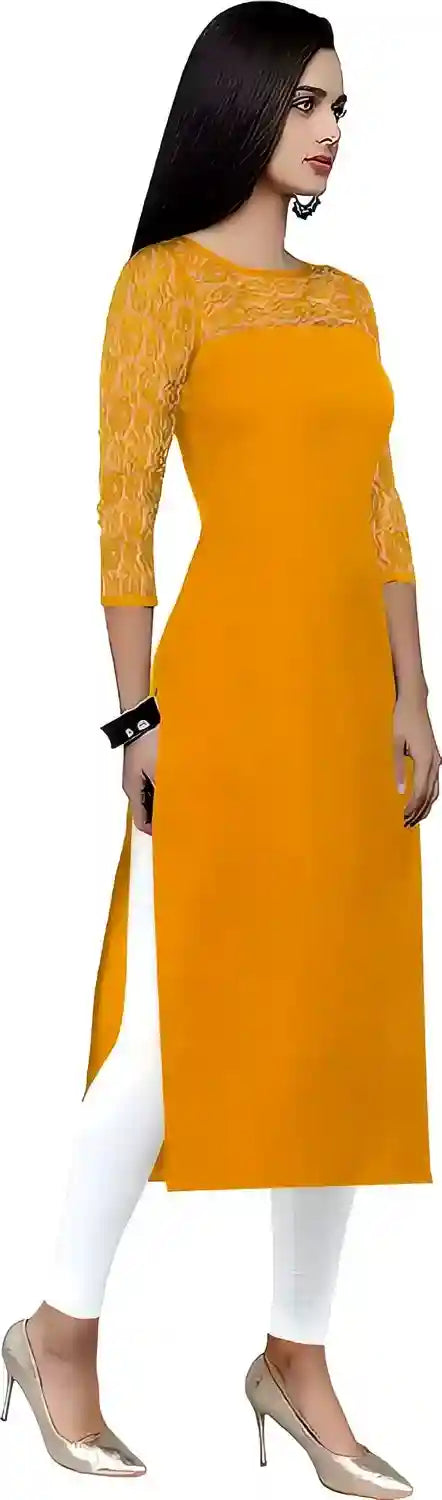 women classic a line straight daily wear crepe kurtis