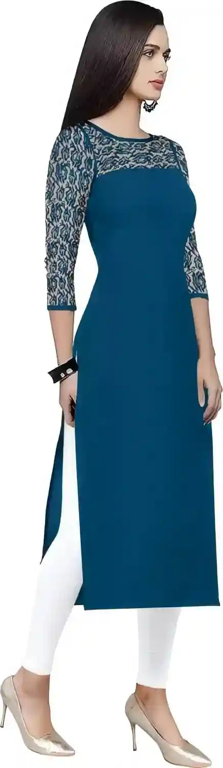 women classic a line straight daily wear crepe kurtis
