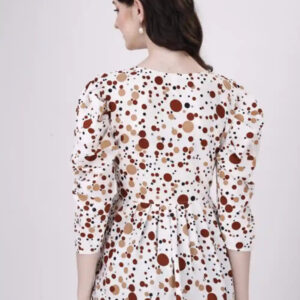women's 3d dot puff sleeve crepe top | stylish round neck