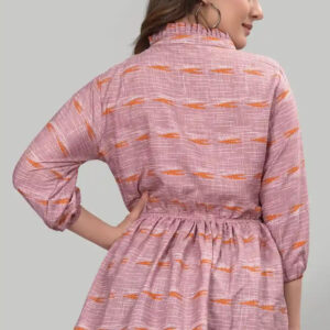 ethnic motifs floral printed peplum top | tie up neck | bishop sleeves | crepe fabric | casual & party wear